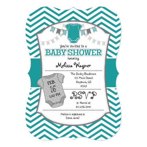 Teal And Gray Baby Shower Invitations 7