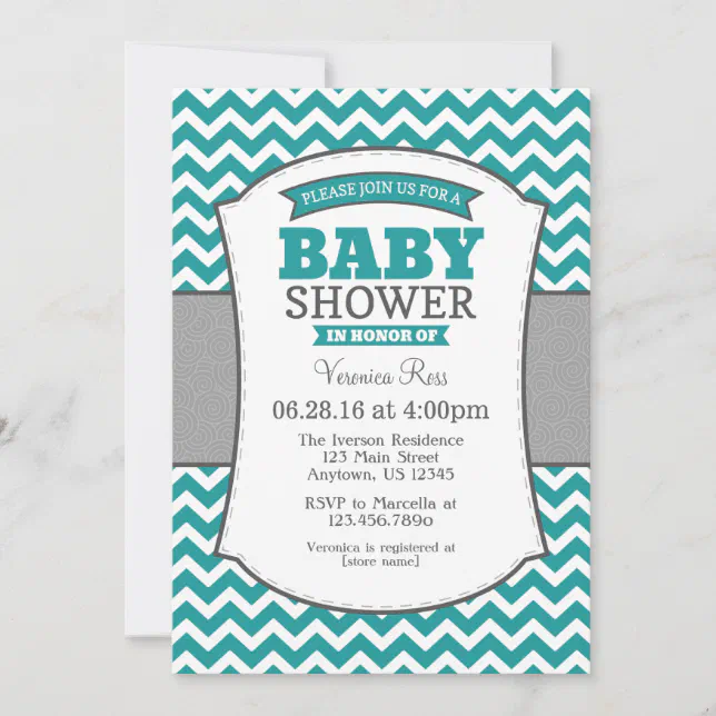 Chevron baby shower sales invitations