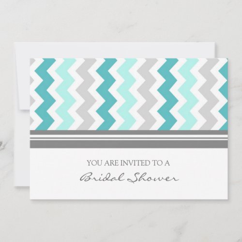 Teal Gray Chevron Bridal Shower Invitation Cards
