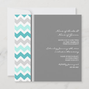 Teal Gray Chevron Engagement Party Invitations