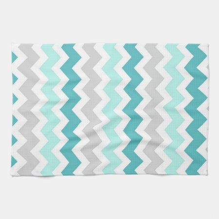 Teal Gray Chevron Kitchen Cloth Towel