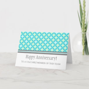 Teal Gray Circles Employee Anniversary Card