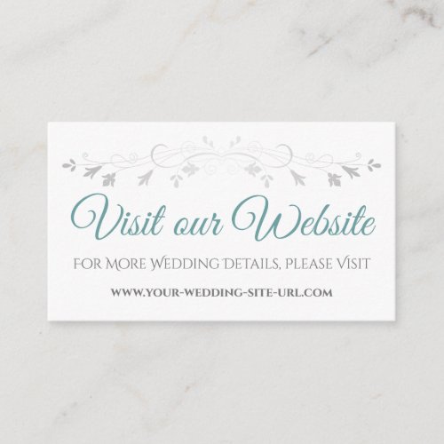 Teal  Gray Elegant Wedding Visit Our Website Card