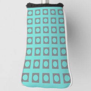 Teal Gray Green Square Circle Golf Head Cover