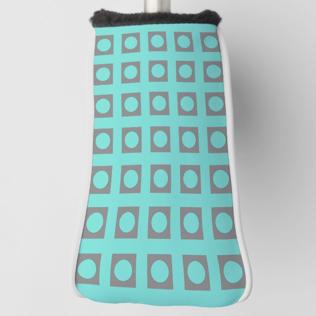Teal Gray Green Square Circle Golf Head Cover (Rotate 90)