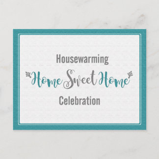 Teal Gray Home Sweet Home Housewarming Party | Invitation Postcard