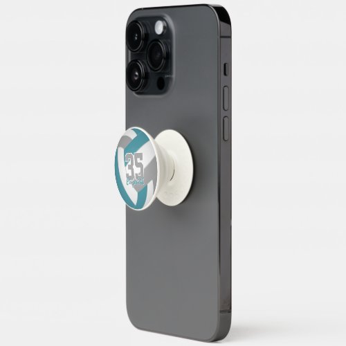 teal gray kids school club team colors volleyball PopSocket
