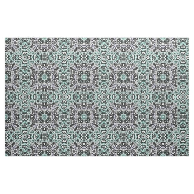Teal Gray Purple Retro Chic Nouveau Mosaic Pattern Fabric (Fat Quarter)