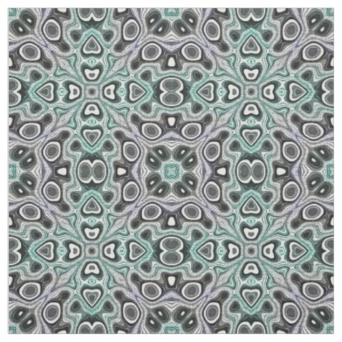 Teal Gray Purple Retro Chic Nouveau Mosaic Pattern Fabric