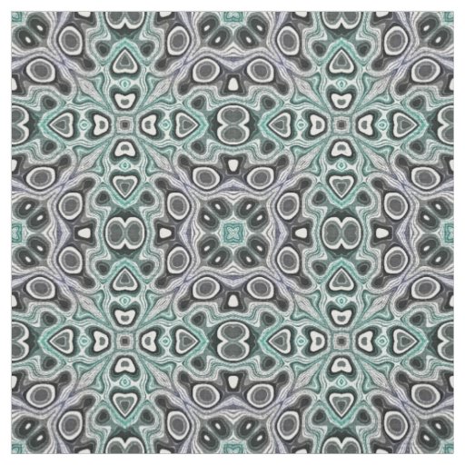 Teal Gray Purple Retro Chic Nouveau Mosaic Pattern Fabric