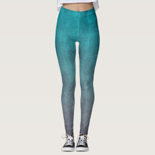 Teal Gray rustic ombre Leggings
