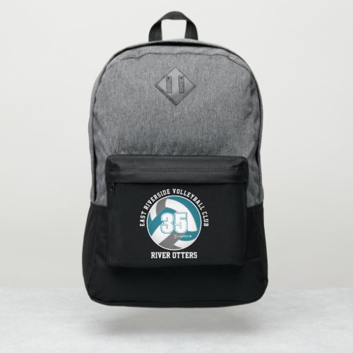 teal gray school club team spirit volleyball port authority backpack