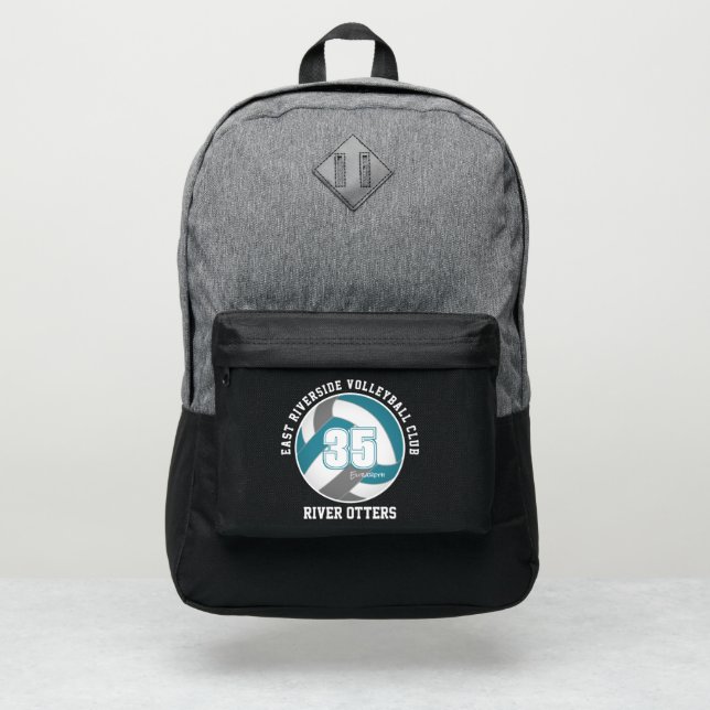 teal gray school club team spirit volleyball port authority® backpack (Front)
