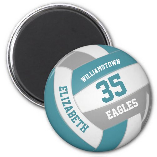 teal gray school colors team name volleyball magnet