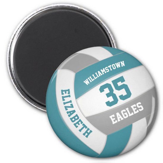 teal gray school colors volleyball magnet