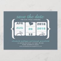 Teal Gray Slot Machine Wedding Save the Date