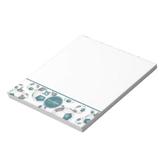 Teal gray soccer balls girly sports notepad