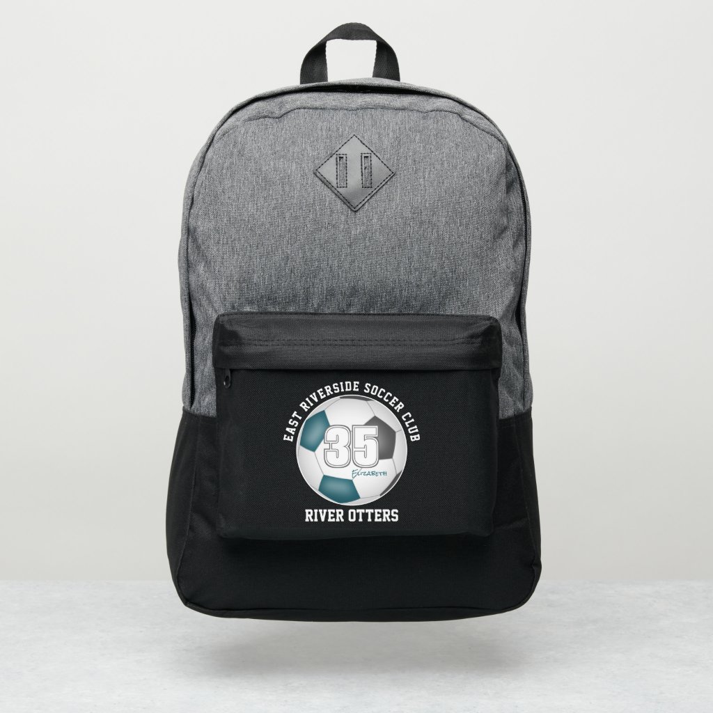 teal gray soccer club colors athlete team name backpack