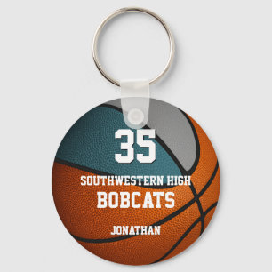 teal gray sports boy girl basketball team colors keychain