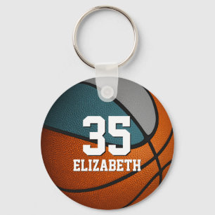 teal gray sports girl boy basketball team colors keychain