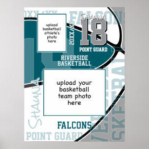 teal gray team colors basketball team photo poster