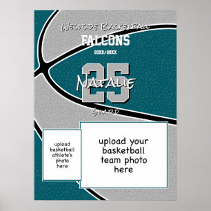 teal gray team colors basketball team photo poster