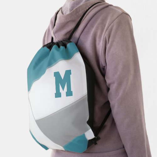 teal gray team colors girls boys volleyball drawstring bag