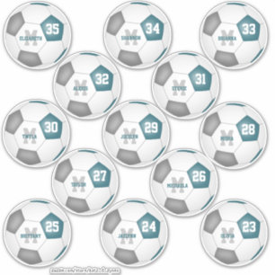 teal gray team colors individual soccer players sticker