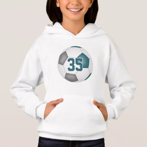 teal gray team colors jersey number soccer  hoodie