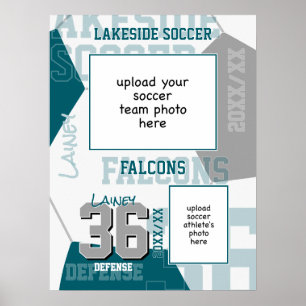 teal gray team colors soccer team photo poster