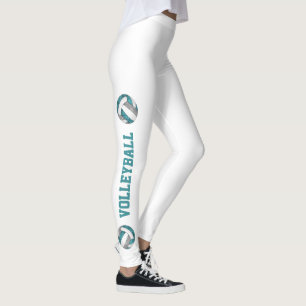 Teal gray team colors volleyballs w text up leg leggings