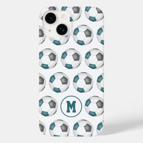 teal gray team sports colors soccer balls  Case_Mate iPhone 14 case