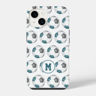 teal gray team sports colors soccer balls iPhone 14 case