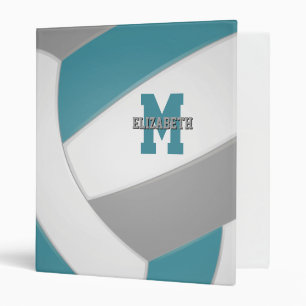 teal gray team sports girls boys volleyball 3 ring binder