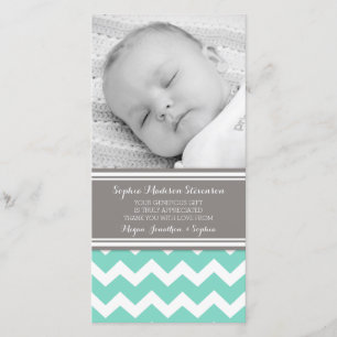 Teal Gray Thank You Baby Shower Photo Cards