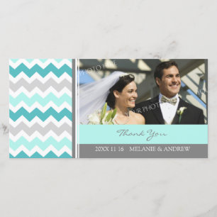 Teal Gray Thank You Wedding Photo Cards