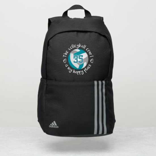 teal gray The volleyball court is my happy place Adidas Backpack