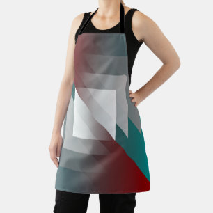Teal gray triangles on burgundy apron