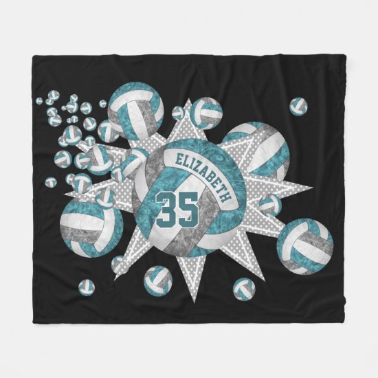 teal gray volleyball blowout girls sports room fleece blanket