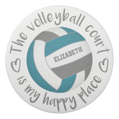 teal gray volleyball court my happy place eraser