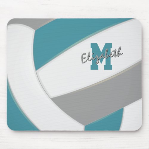 teal gray volleyball team colors girls boys mouse pad