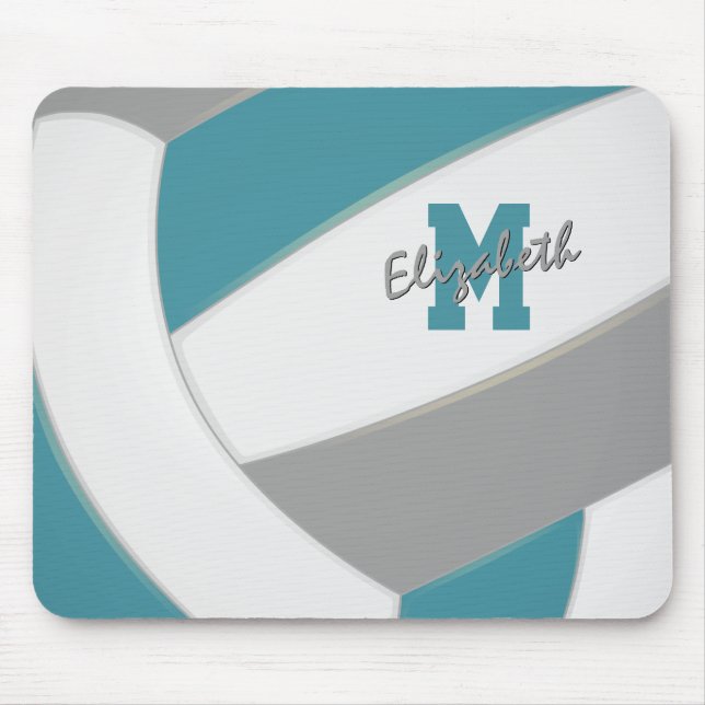 teal gray volleyball team colors girls boys mouse pad (Front)