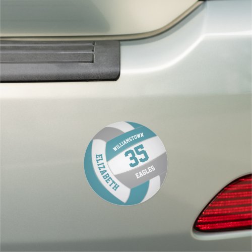 teal gray volleyball team gifts kids locker or car magnet