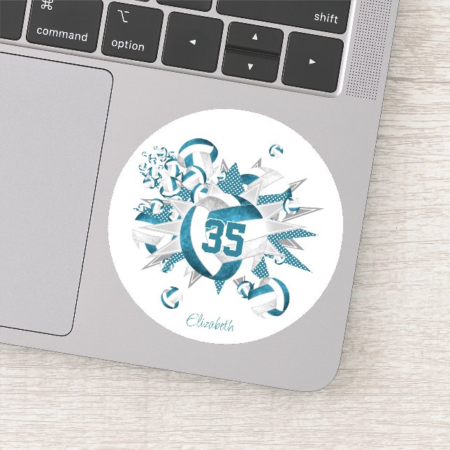 teal gray volleyballs stars girls team gifts  sticker (Detail)
