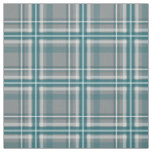 teal gray white plaid fabric