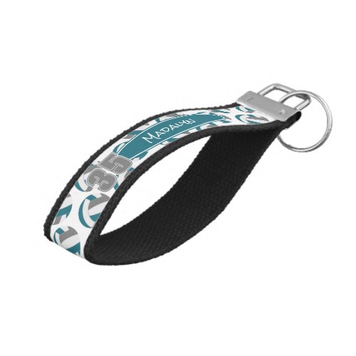 teal gray volleyball keychain wristlet