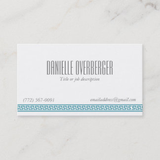 Teal Greek Key Classy Women's Business Card