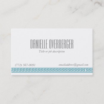 Teal Greek Key Classy Women's Business Card by businessmailers at Zazzle
