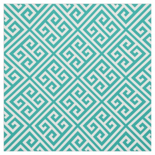 Teal Greek Key Fabric