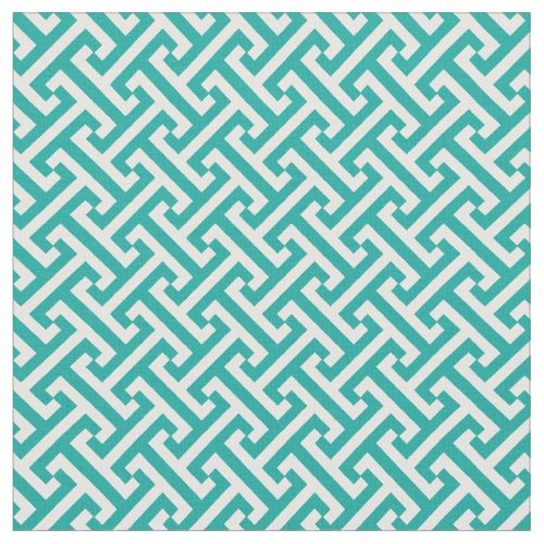 Teal Greek Key Pattern Fabric